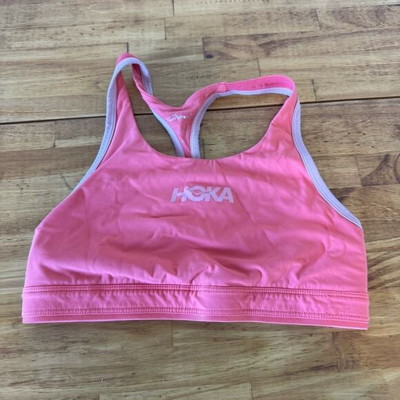 Hoka One One Pink Racerback Performance Sports Bra Size Small - Picture 2 of 6